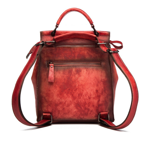 Vintage Ladies Leather Backpack Purse Rucksack Shoulder Handbags For Women Genuine Leather