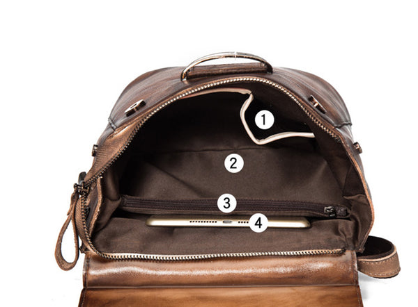 Vintage Ladies Leather Backpack Purse Rucksack Shoulder Handbags For Women Inside