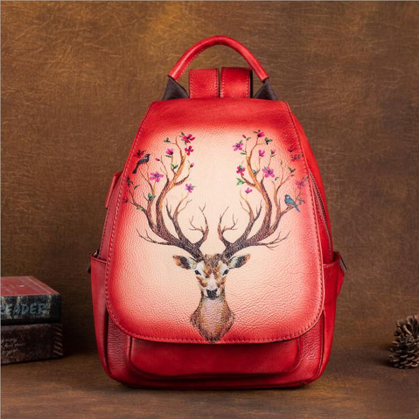 Vintage Ladies Leather Backpack Purse With Built In Universal USB Port For Women Affordable