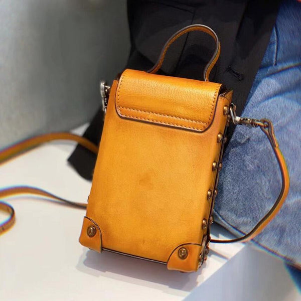 Vintage Ladies Leather Crossbody Cell Phone Shoulder Bag Side Bags Back