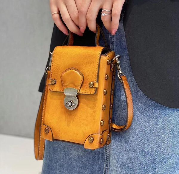 Vintage Ladies Leather Crossbody Cell Phone Shoulder Bag Side Bags Cute