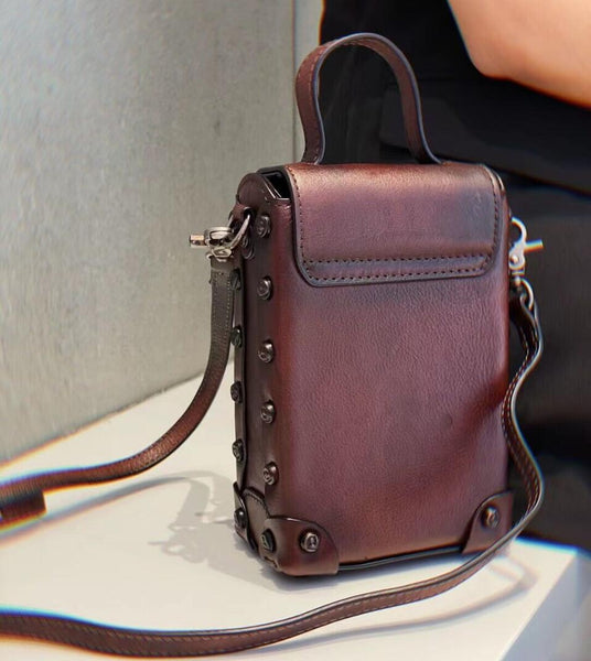 Vintage Ladies Leather Crossbody Cell Phone Shoulder Bag Side Bags For Women