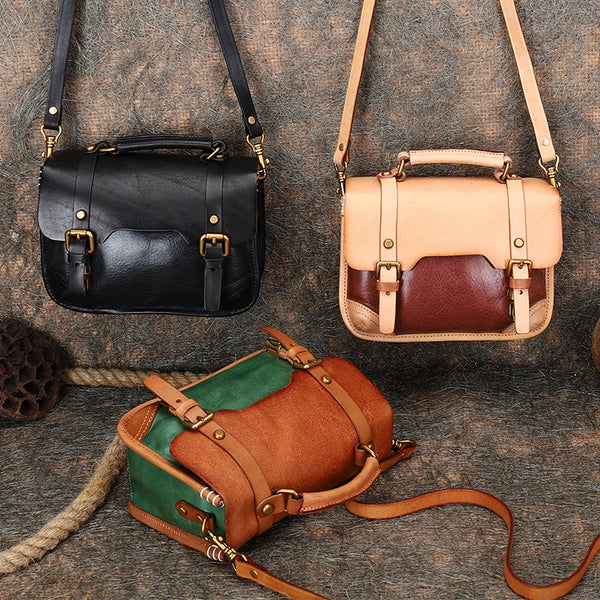 Vintage Ladies Leather Crossbody Messenger Bag Satchel Handbags for Women Chic