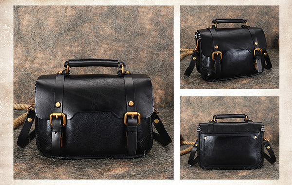 Vintage Ladies Leather Crossbody Messenger Bag Satchel Handbags for Women