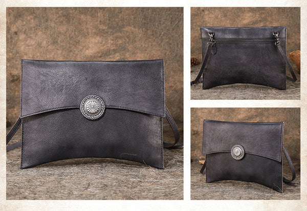Vintage Ladies Leather Flap Shoulder Bag Women's Satchel Bag Details