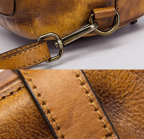 Vintage Ladies Leather Rucksack Backpack Purse For Women Details