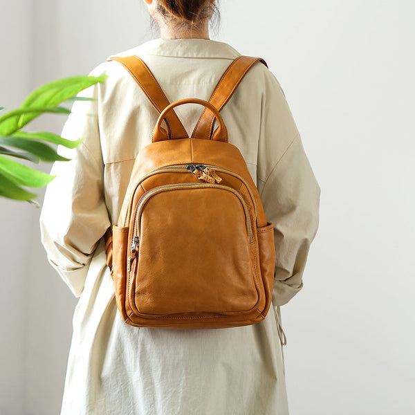 Vintage Ladies Leather Rucksack Stylish Backpacks For Women Beautiful