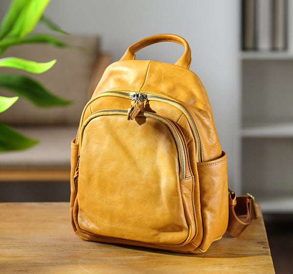 Vintage Ladies Leather Rucksack Stylish Backpacks For Women Chic