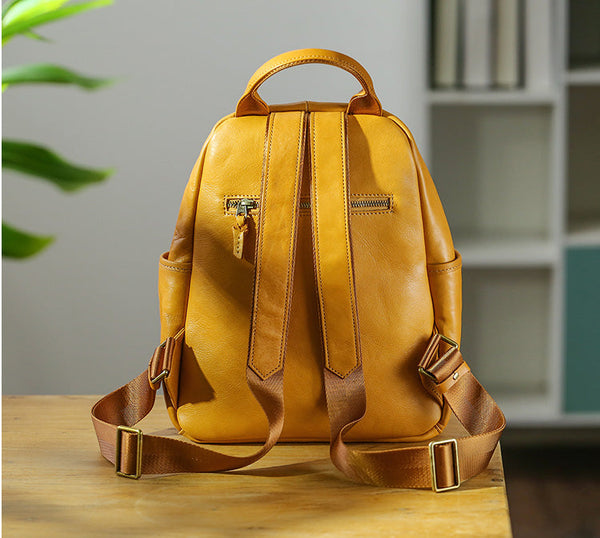 Vintage Ladies Leather Rucksack Stylish Backpacks For Women Cool