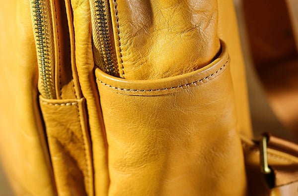 Vintage Ladies Leather Rucksack Stylish Backpacks For Women Details