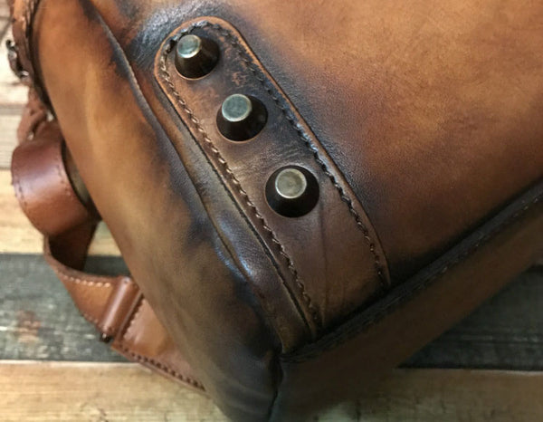 Vintage Ladies Leather Zip Backpack Purse Medium Leather Rucksack For Women Trendy