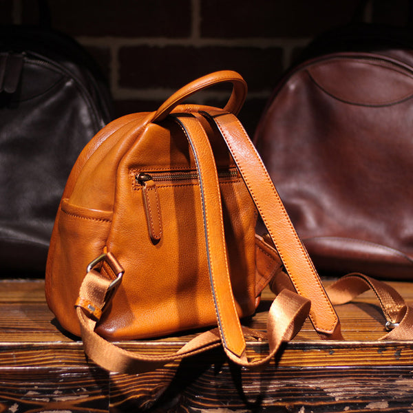 Vintage Ladies Mini Brown Leather Backpack Purse Cute Leather Backpacks