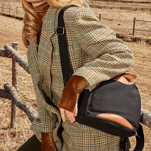 Vintage Ladies Small Canvas and Leather Backpack Bags Rucksack Purses for Women Cool