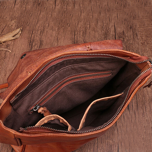 Vintage Ladies Square Leather Backpack Bag Purse Brown Cool Backpacks For Women Inside