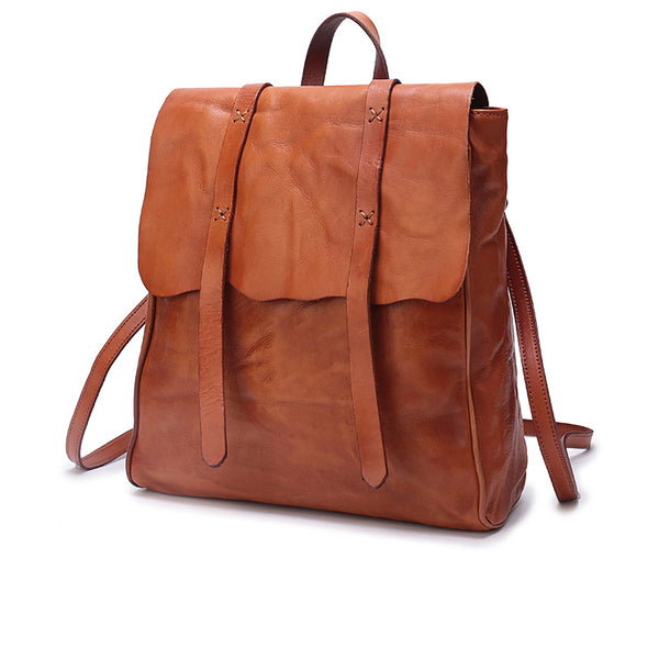 Vintage Ladies Square Leather Backpack Bag