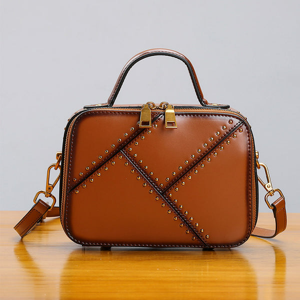 Vintage Leather Cube Bag Womens Crossbody Bags Shoulder Bag for Women Accessories