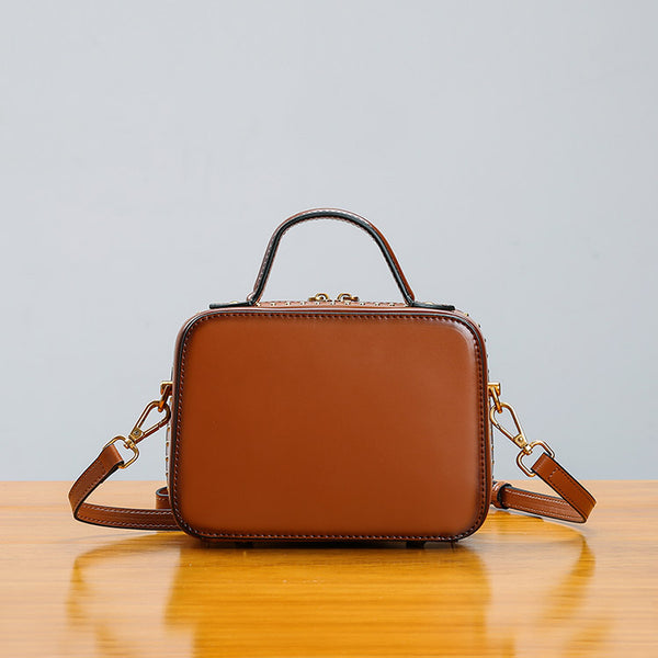 Vintage Leather Cube Bag Womens Crossbody Bags Shoulder Bag for Women Boutique