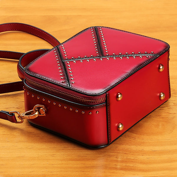 Vintage Leather Cube Bag Womens Crossbody Bags Shoulder Bag for Women Designer