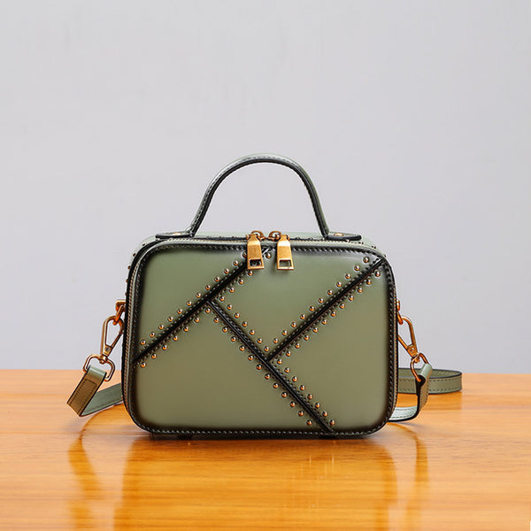 Vintage Leather Cube Bag Womens Crossbody Bags Shoulder Bag for Women Details