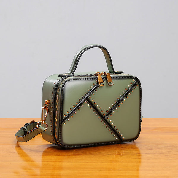 Vintage Leather Cube Bag Womens Crossbody Bags Shoulder Bag for Women fashion