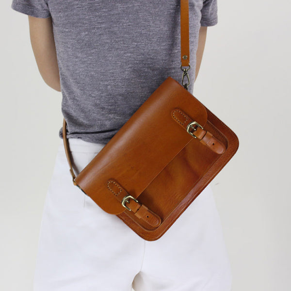 Vintage Leather Satchel Bag Womens Crossbody Bags Shoulder Bag Designer