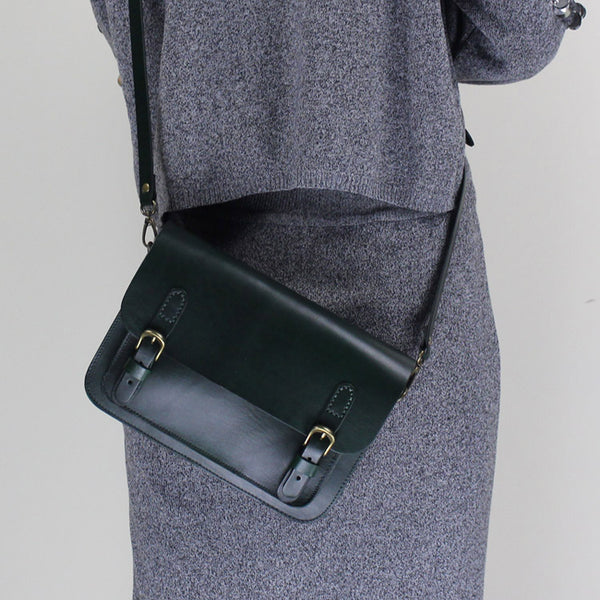 Vintage Leather Satchel Bag Womens Crossbody Bags Shoulder Bag Details