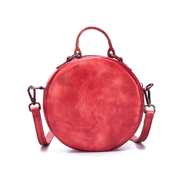 Vintage Leather Women Circle Bag Crossbody Bags Leather Handbags best