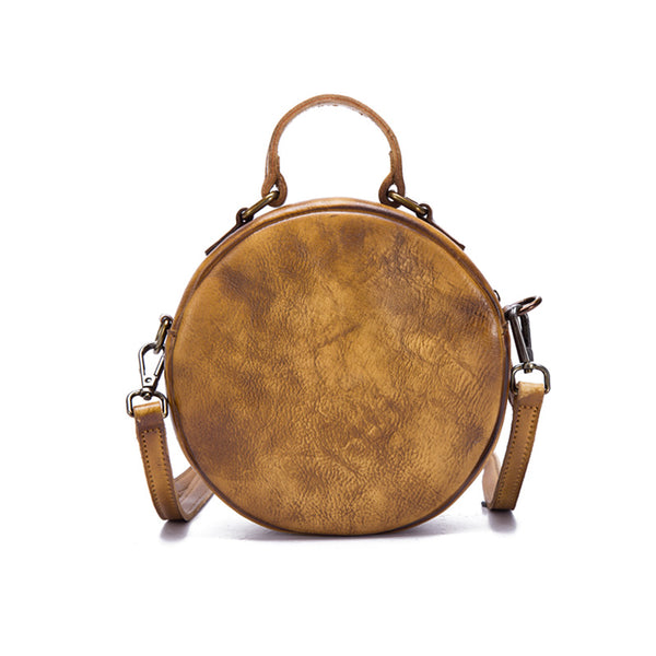Vintage Leather Women Circle Bag Crossbody Bags Leather Handbags cool