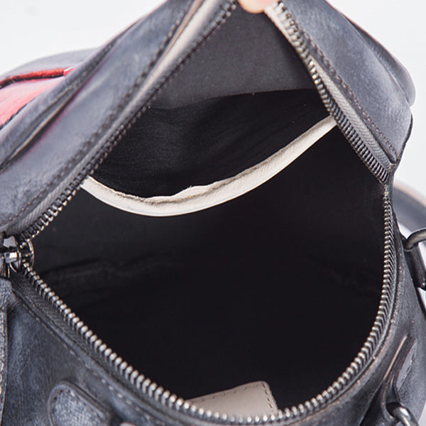Vintage Leather Women Circle Bag Crossbody Bags Leather Handbags cute