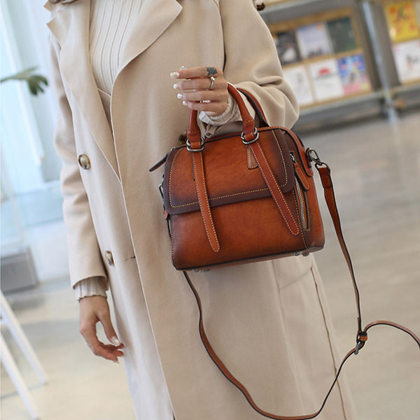 Vintage Leather Women Handbags Leather Crossbody Bags Purses for Women Chic