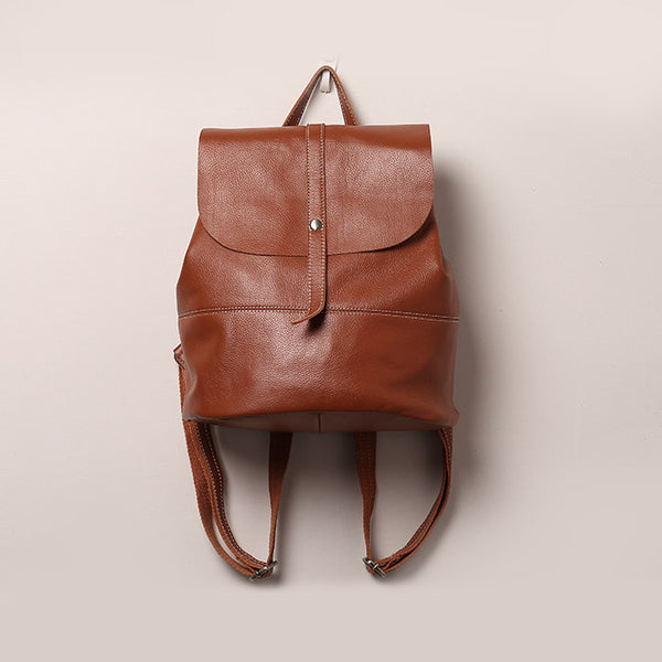 Vintage Leather Womens Backpack Purse Cool Backpacks for Women Brown