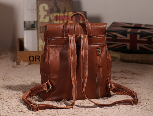 Vintage Leather Womens Backpack Purse Cool Backpacks for Women cowhide