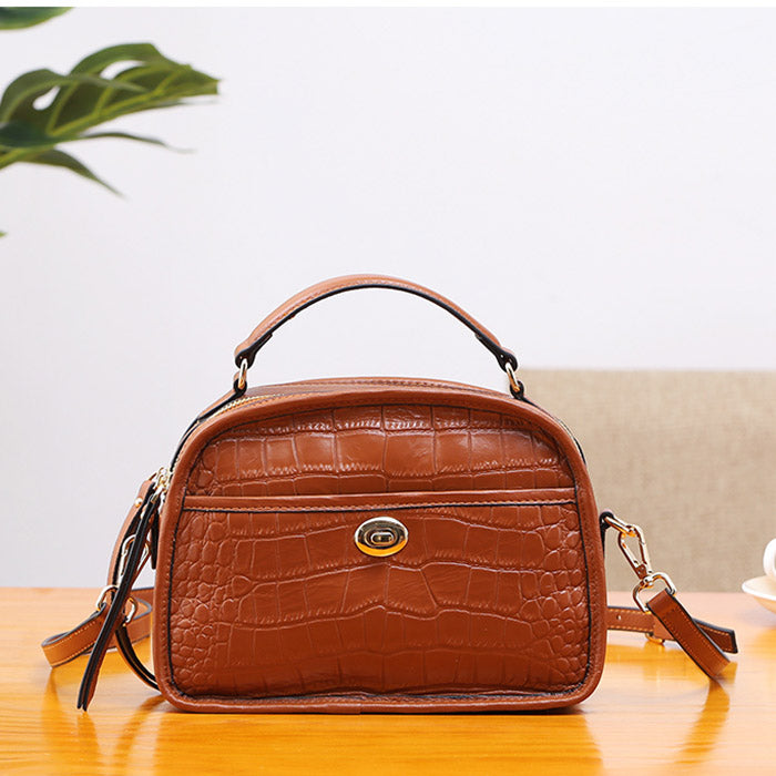 Vintage Leather Womens Crossbody Bags Shoulder Bag Purses for Women Brown