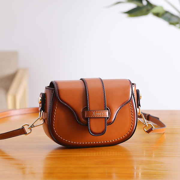 Vintage Leather Womens Small Crossbody Bags Saddle Bag for Women Accessories