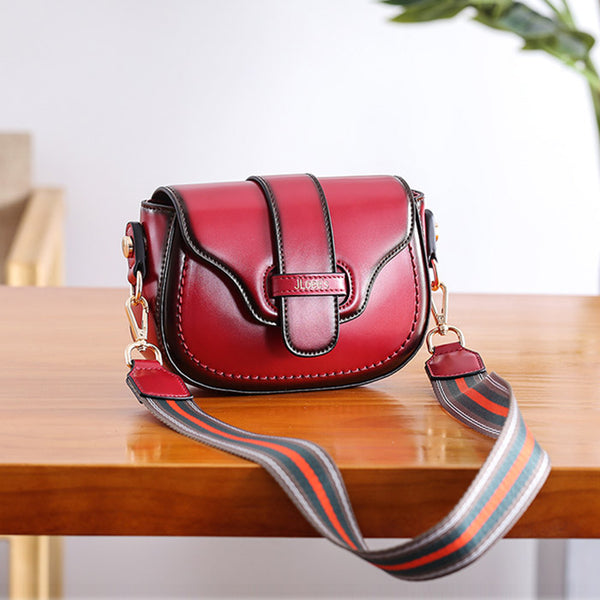 Vintage Leather Womens Small Crossbody Bags Saddle Bag for Women Black