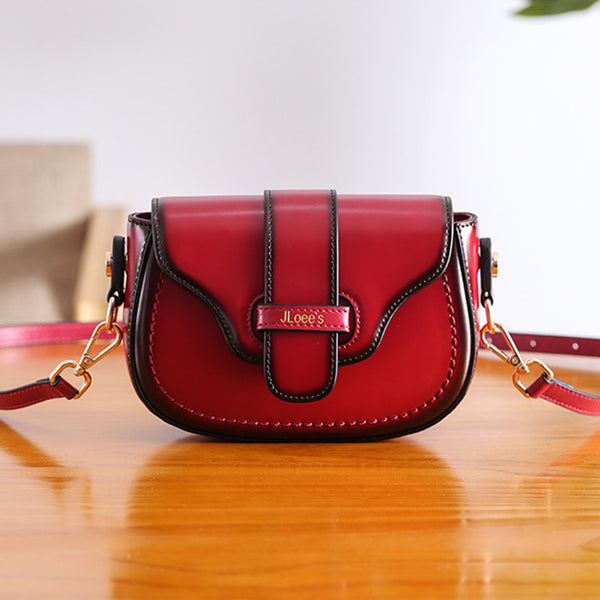 Vintage Leather Womens Small Crossbody Bags Saddle Bag for Women Boutique