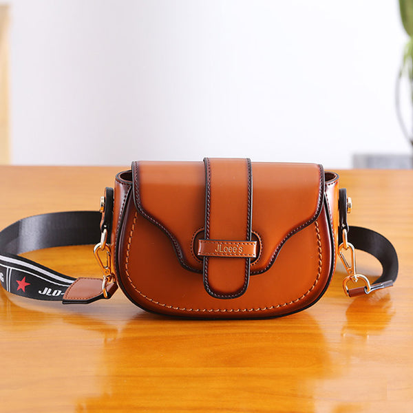 Vintage Leather Womens Small Crossbody Bags Saddle Bag for Women Designer