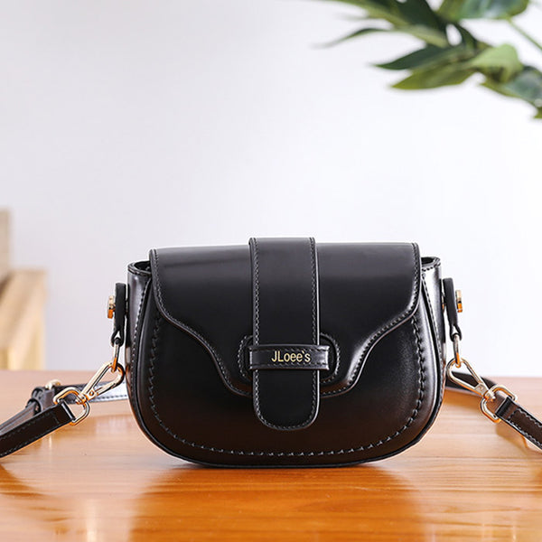 Vintage Leather Womens Small Crossbody Bags Saddle Bag for Women cute