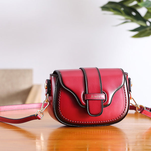 Vintage Leather Womens Small Crossbody Bags Saddle Bag for Women small
