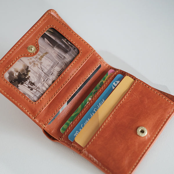 Vintage Ladies Credit Card Wallet Brown Short Leather Wallet For Women Inside