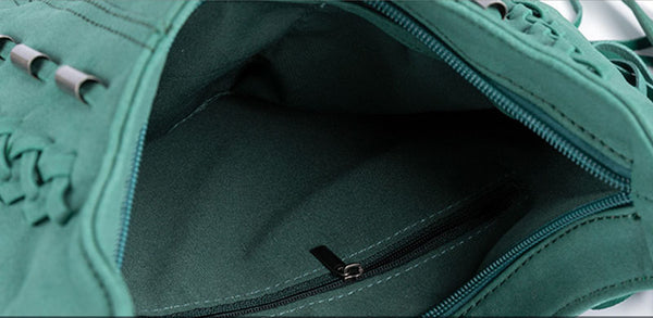 Vintage Green PU leather boho fringe crossbody bag purse for Women Details