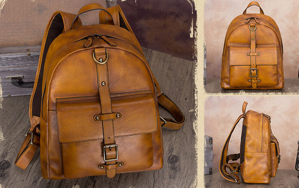 Vintage Style Ladies Leather Rucksack Backpack Purse for Women Cowhide