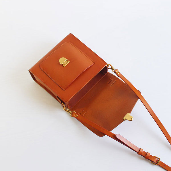 Vintage Women Brown Leather Satchel Bag Crossbody Bags Shoulder Bag fashion