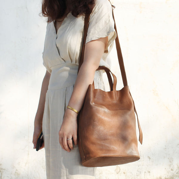 Vintage Women Genuine Leather Tote Bag Handbags Shoulder Bag for Women Designer