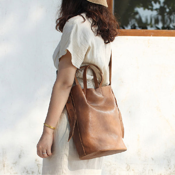 Vintage Women Genuine Leather Tote Bag Handbags Shoulder Bag for Women Details