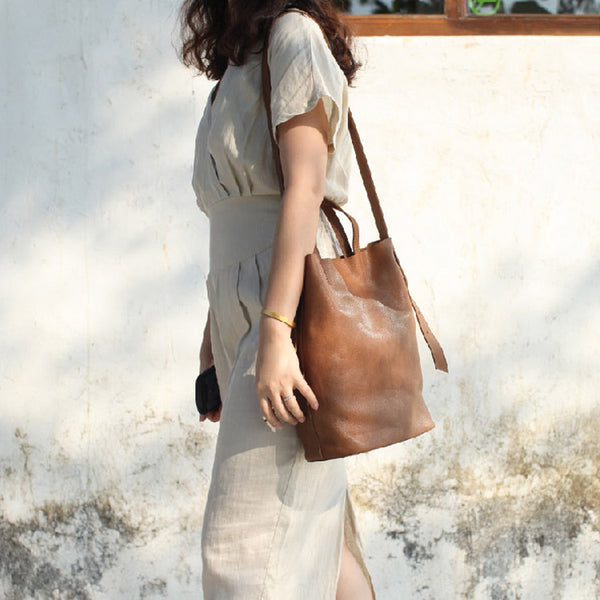 Vintage Women Genuine Leather Tote Bag Handbags Shoulder Bag for Women Genuine Leather