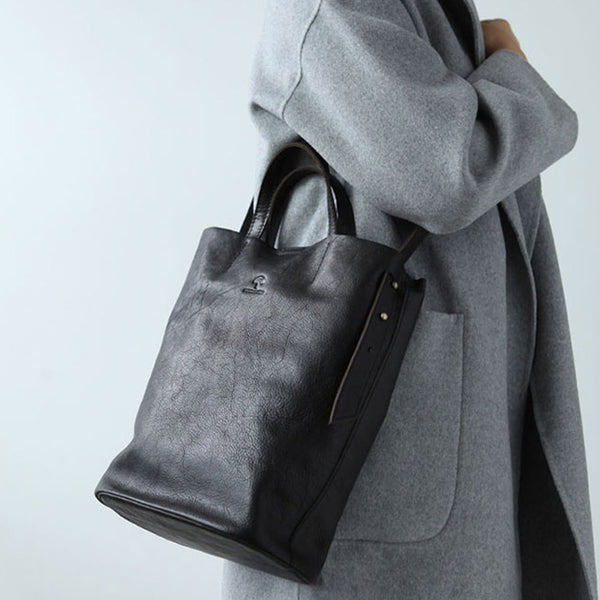 Vintage Women Genuine Leather Tote Bag Handbags Shoulder Bag for Women Handmade