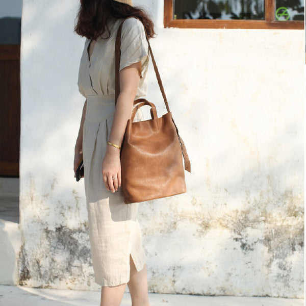 Vintage Women Genuine Leather Tote Bag Handbags Shoulder Bag for Women fashion