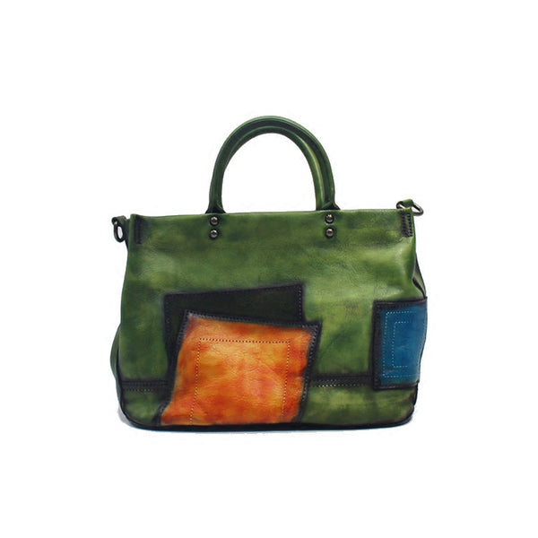 Vintage Women Green Leather Tote Bag Handbags Crossbody Bags for Women fashion