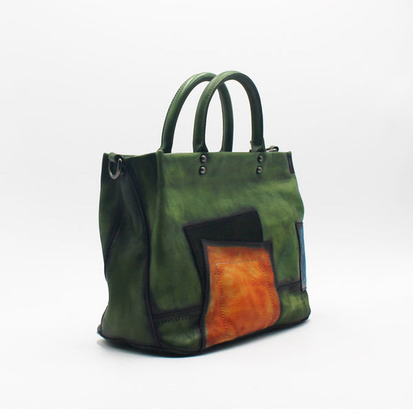 Vintage Women Green Leather Tote Bag Handbags Crossbody Bags for Women stylish